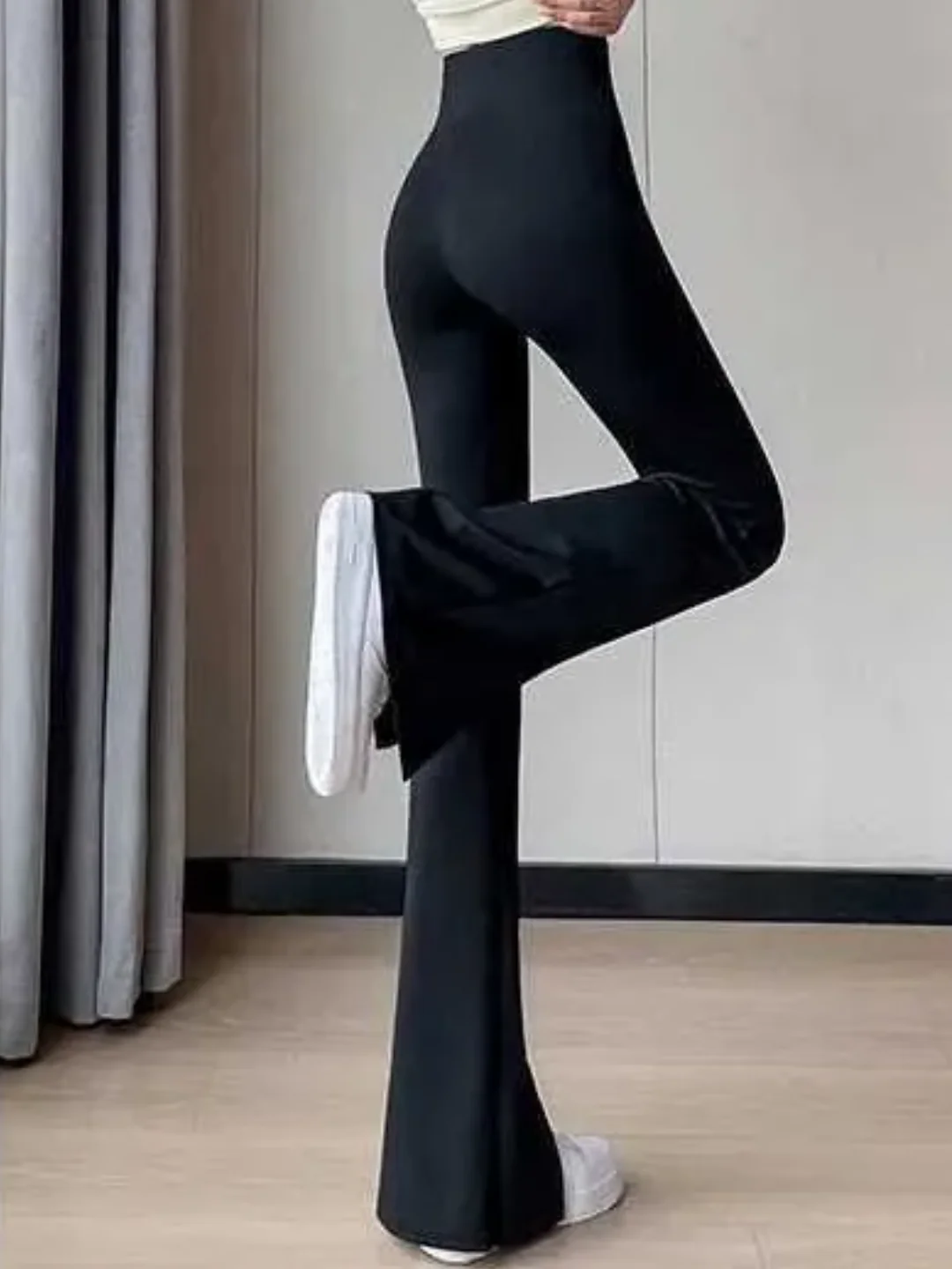 Black High waist front slit yoga pants - Image 3