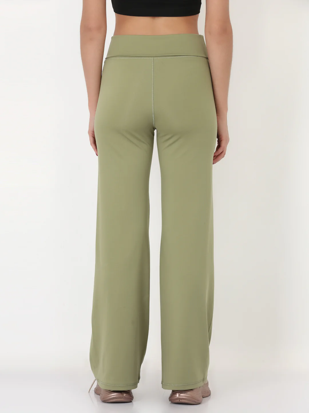 Green Flared High Rise Full Length Yoga Pants - Image 3