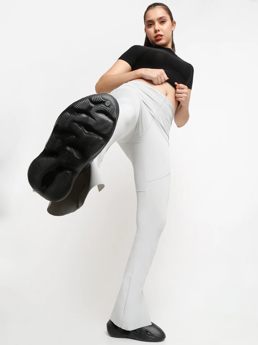 Grey Side Slit Flare Pants - Image 6