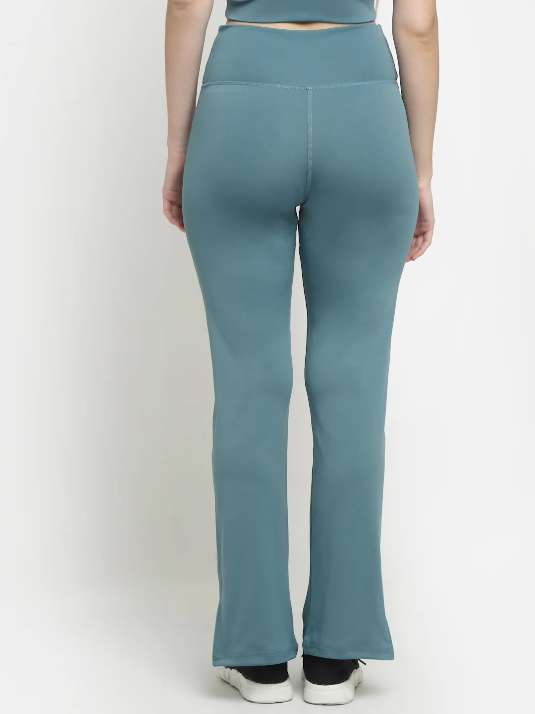 Ice Blue Crossover Pocket Slit Hem Flare Leggings - Image 3