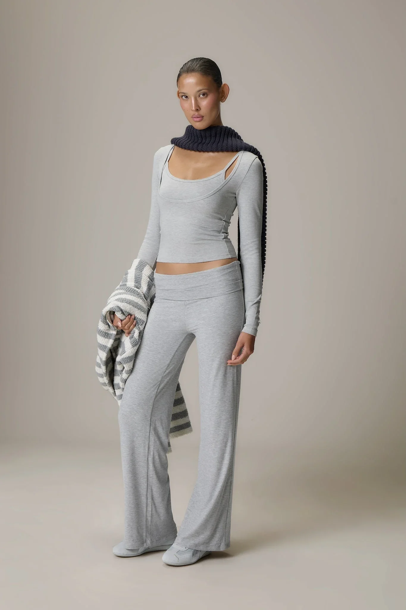 Scoop Neck Top and Fold Over Pant
