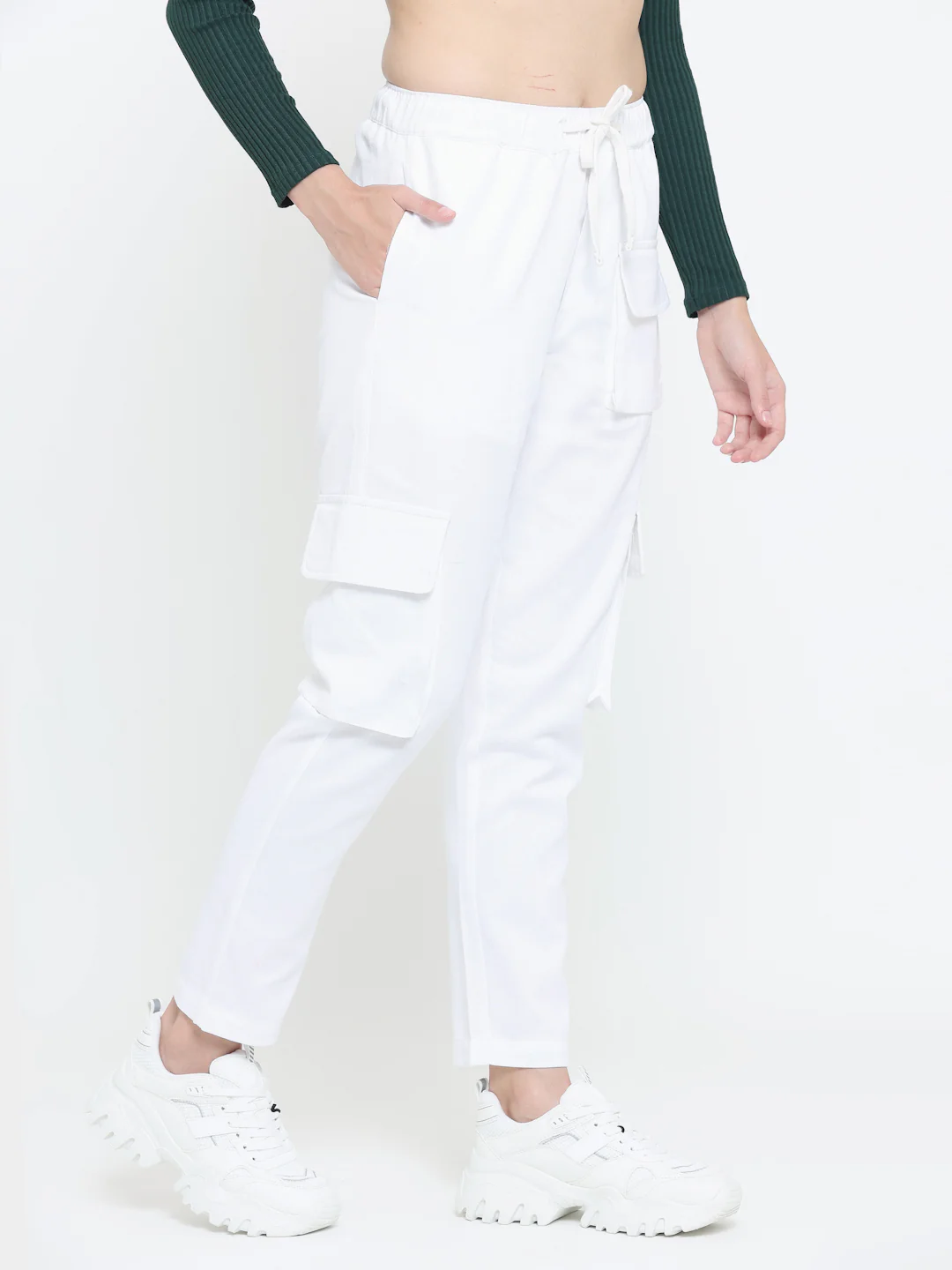 White Utility Cargo Pants - Image 3