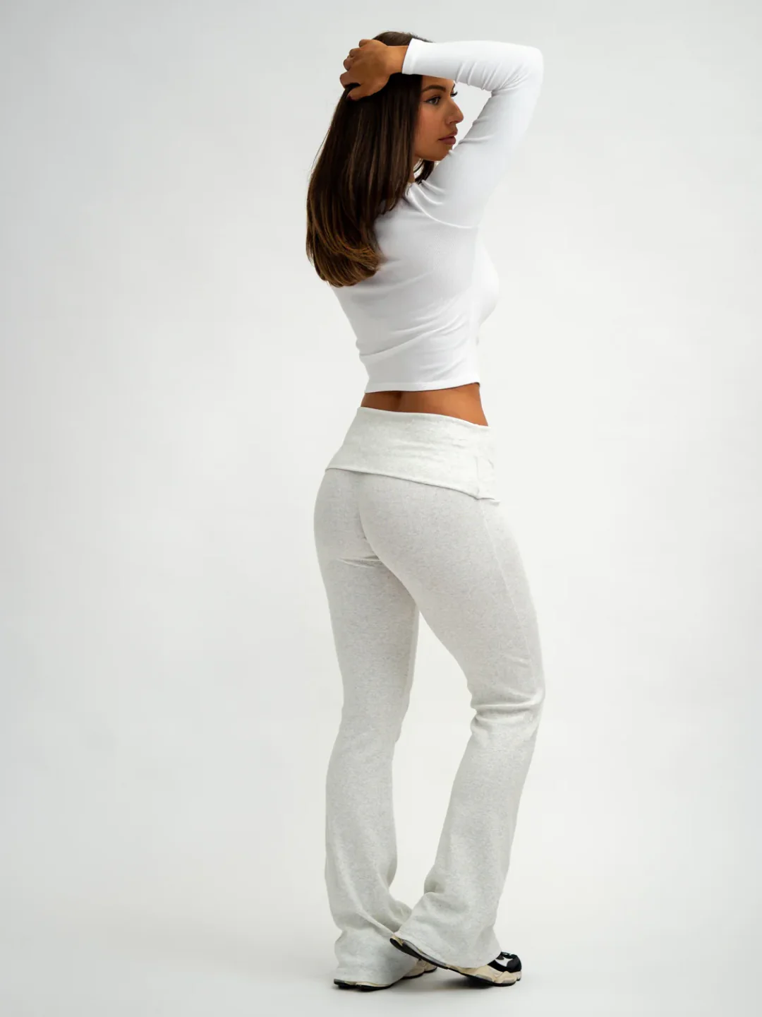 White Rib Top & Fold Over Pants