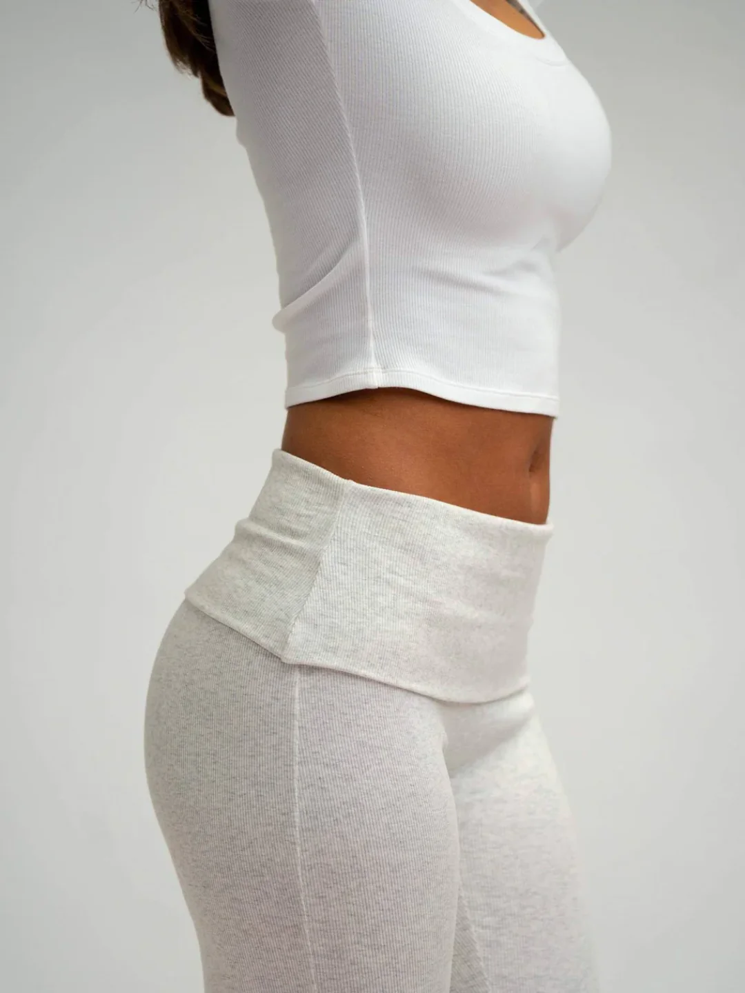 White Rib Top & Fold Over Pants - Image 6