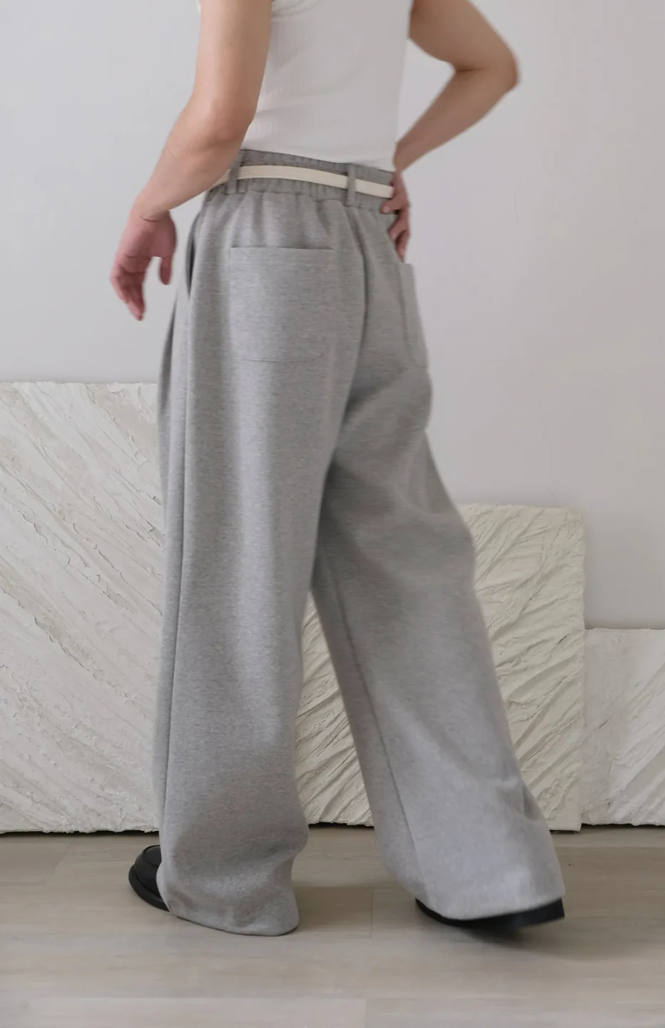 Wide Leg Pants With Cotton Belt - Image 11